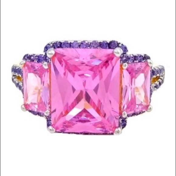 Savvy Cie 18K Gold Vermeil Radiant Cut 3Stone Ring - Picture 2 of 16